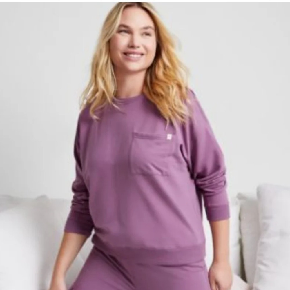 State of Day Womens XXL Lounge Long Sleeve Crewneck Sweatshirt in Purple $45